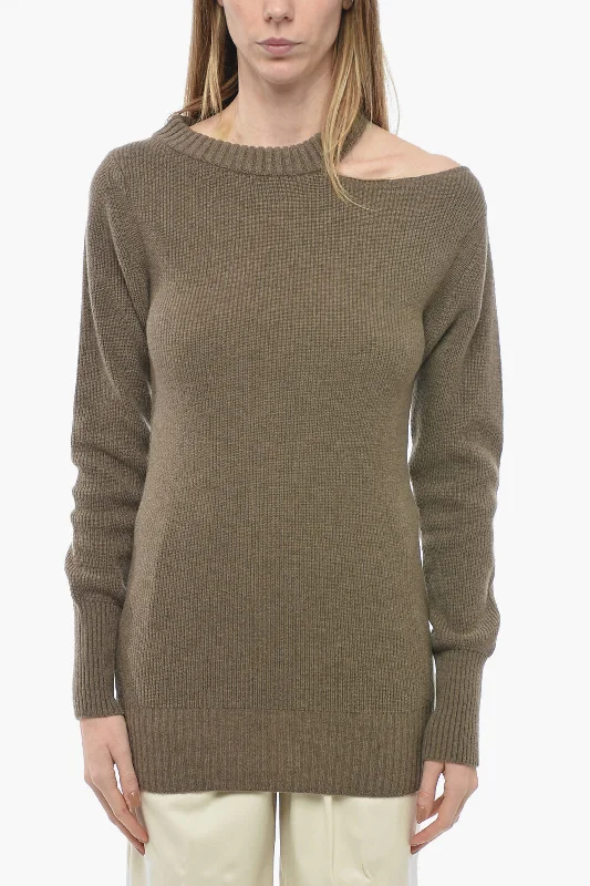 Sacai Wool Oversized Sweater with Open Shoulder