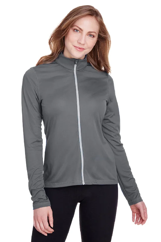 Puma Womens Icon Performance Moisture Wicking Full Zip Sweatshirt - Quiet Shade Grey