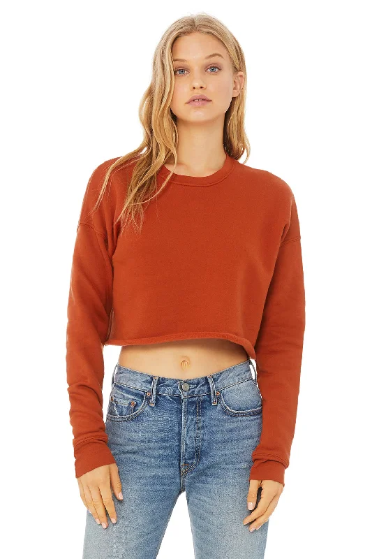 Bella + Canvas Womens Cropped Fleece Crewneck Sweatshirt - Brick Red