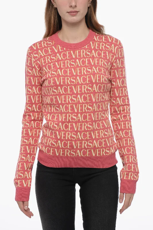 Versace Jacquard Sweater with Logo Pattern