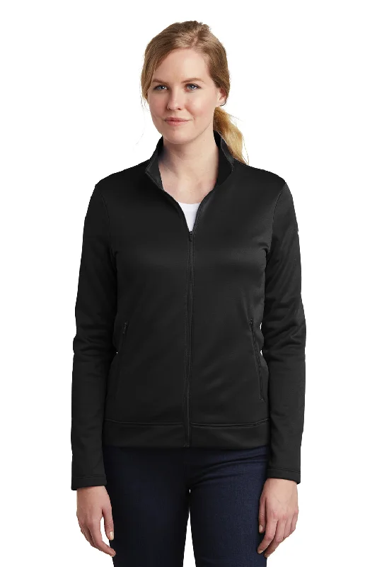 Nike Womens Therma-Fit Moisture Wicking Fleece Full Zip Sweatshirt w/ Pockets - Black