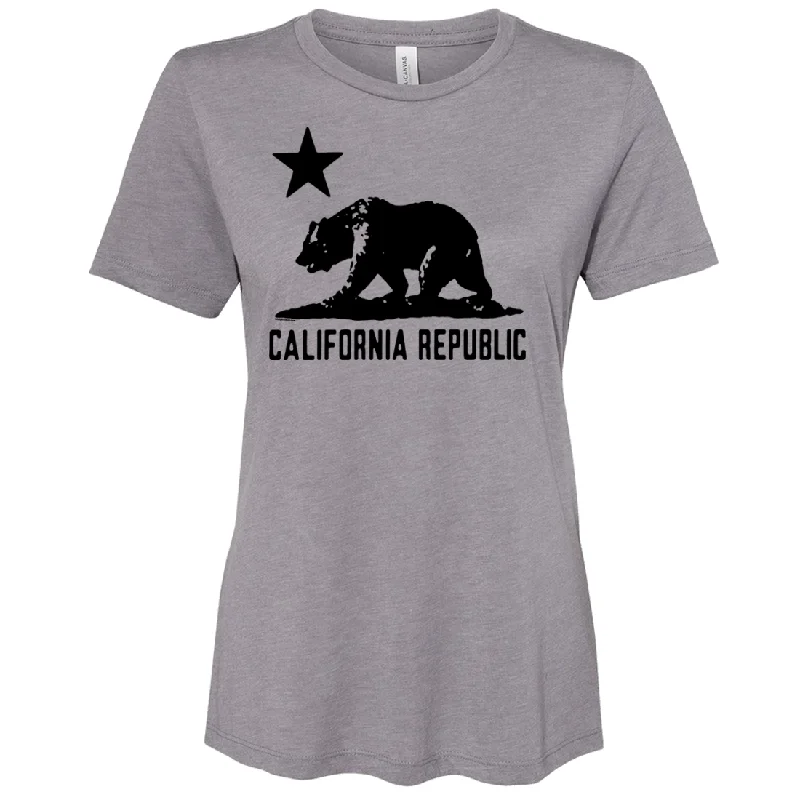 California Flag Oversize Black Silhouette Women's Relaxed Jersey Tee