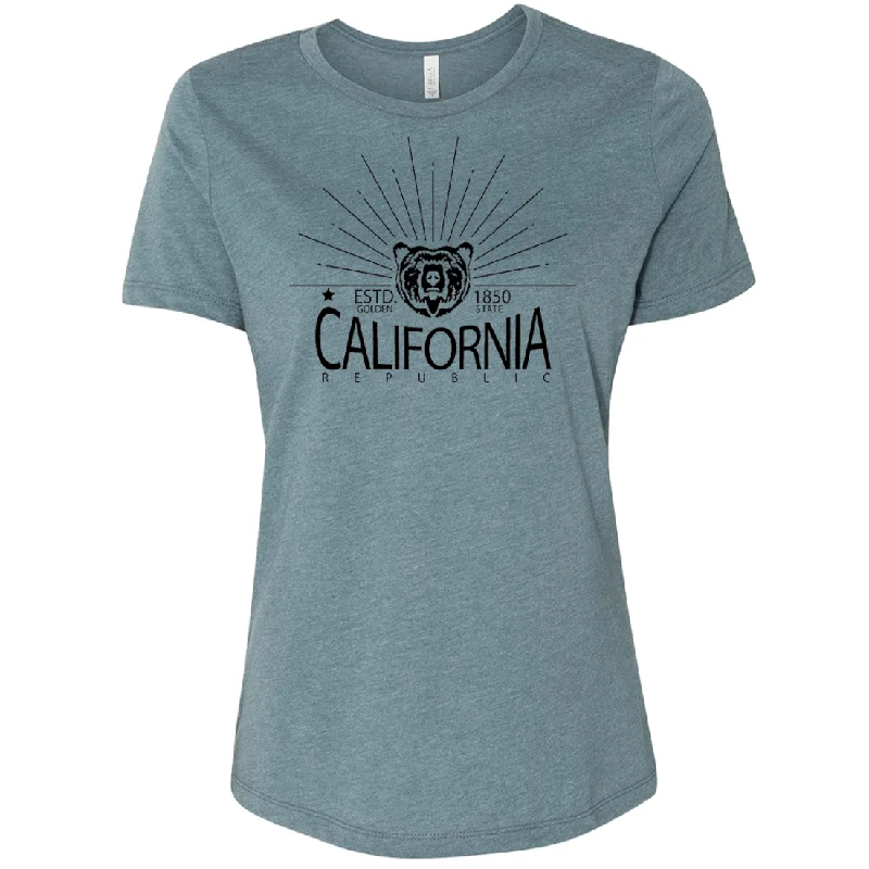 California Golden State Black Print Women's Relaxed Jersey Tee