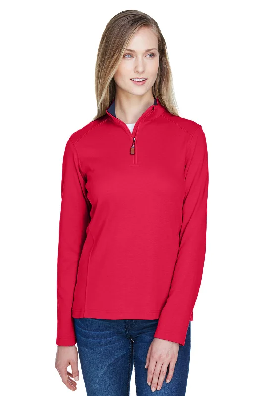 Devon & Jones Womens DryTec20 Performance Moisture Wicking 1/4 Zip Sweatshirt - Red