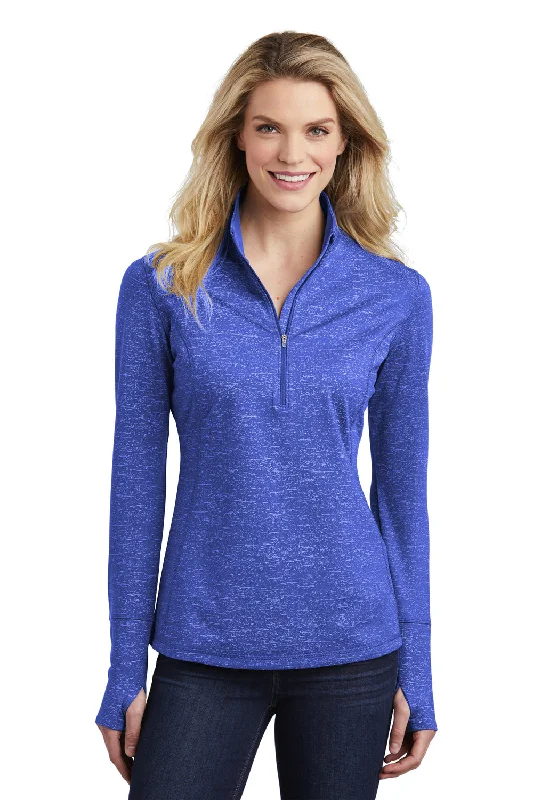 Sport-Tek Womens Sport-Wick Moisture Wicking 1/4 Zip Sweatshirt - True Royal Blue