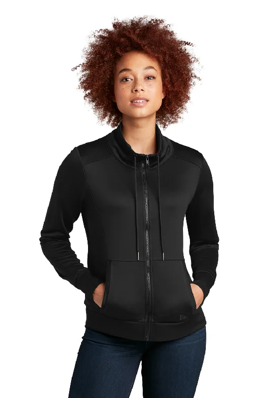 New Era Womens Performance Terry Full Zip Sweatshirt w/ Pockets - Black