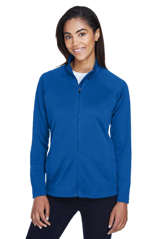 Devon & Jones Womens Compass Stretch Tech Moisture Wicking Full Zip Sweatshirt w/ Pockets - True Royal Blue