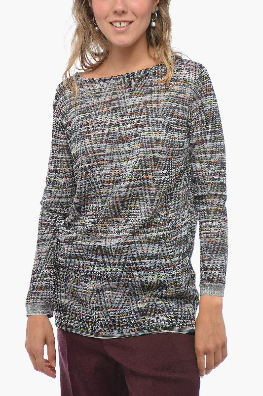 Missoni Crew Neck Stretch Fabric Sweater with Lurex Edges