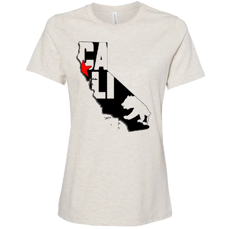 Cali Map Silhouette Outline Women's Relaxed Jersey Tee