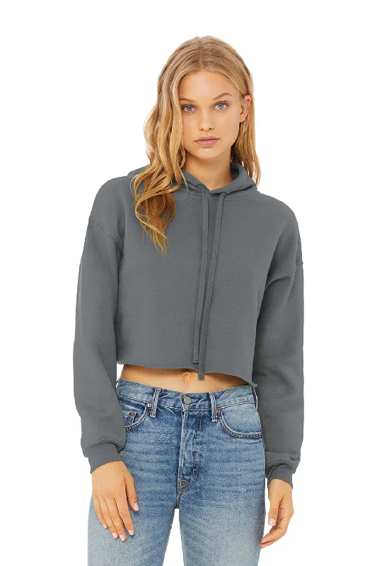 Bella + Canvas Womens Cropped Fleece Hooded Sweatshirt Hoodie - Storm Grey