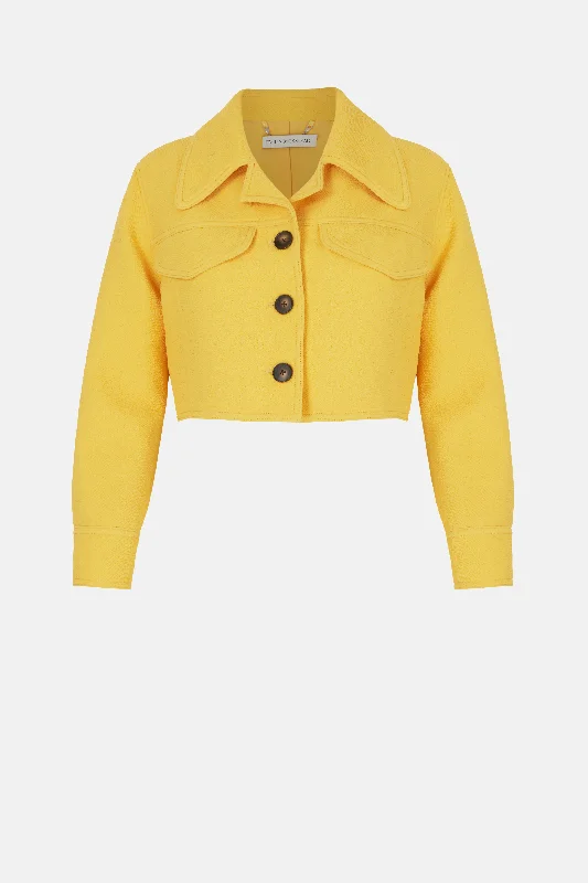 Nachele Jacket In Custard Yellow Double Crepe