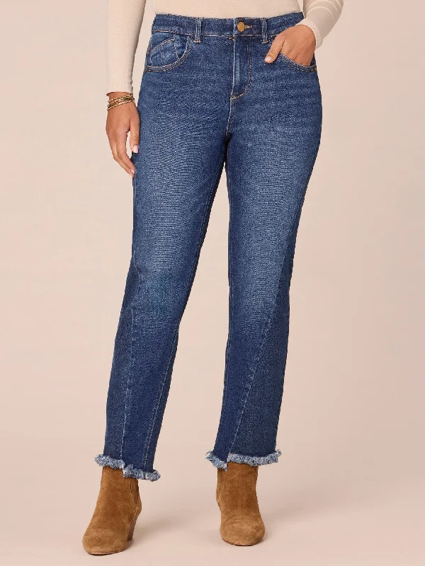 "Ab"solution High Rise Ankle Straight Leg Petite Jeans with Splicing