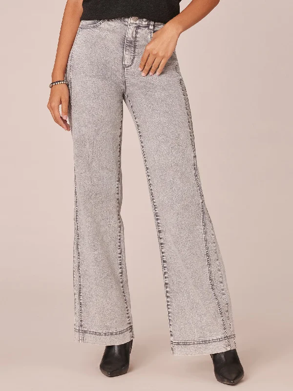 "Ab"solution Skyrise Double Side Seam Wide Leg Jeans with Rhinestones