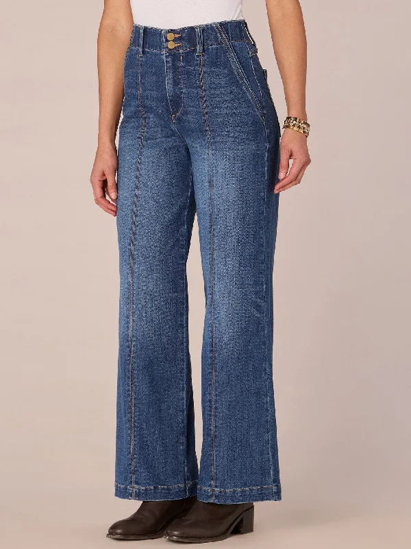 "Ab"solution Skyrise Petite Wide Leg Jeans with Center Front Seam