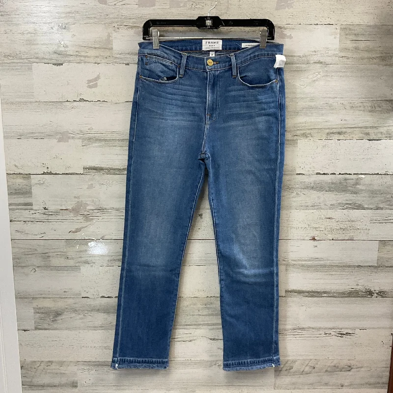 Jeans Straight By Frame In Blue Denim, Size: 6