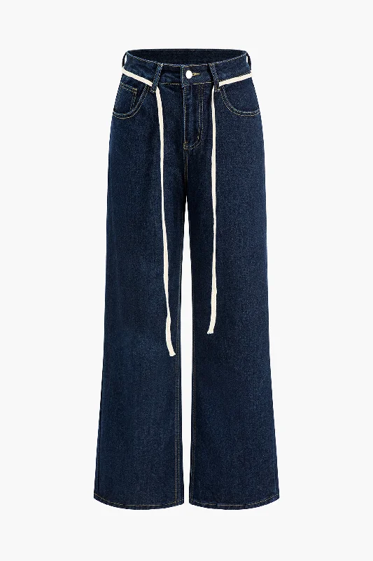 Denim Tie-Up Low Waist Jeans