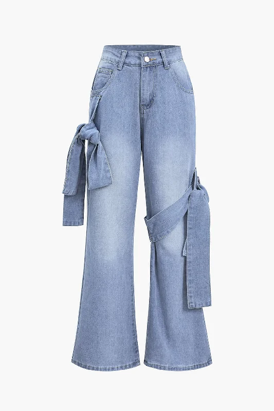 Denim Tie Washed Pocket Jeans