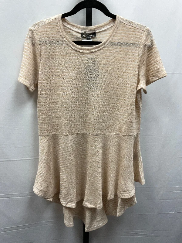 Top Short Sleeve By Diane Gilman In Tan & White, Size: S