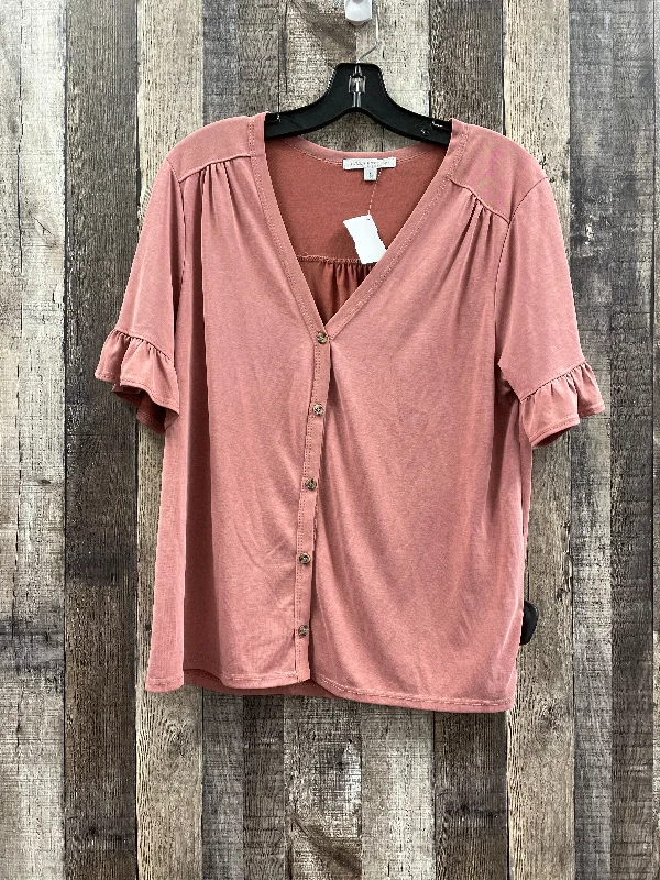 Top Short Sleeve By Green Envelope In Mauve, Size: L