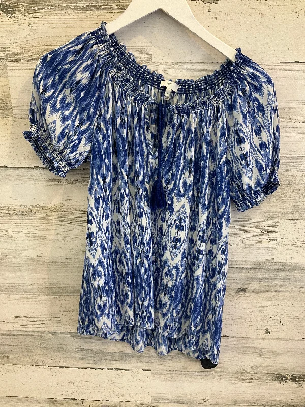 Top Short Sleeve By Joie In Blue & White, Size: S