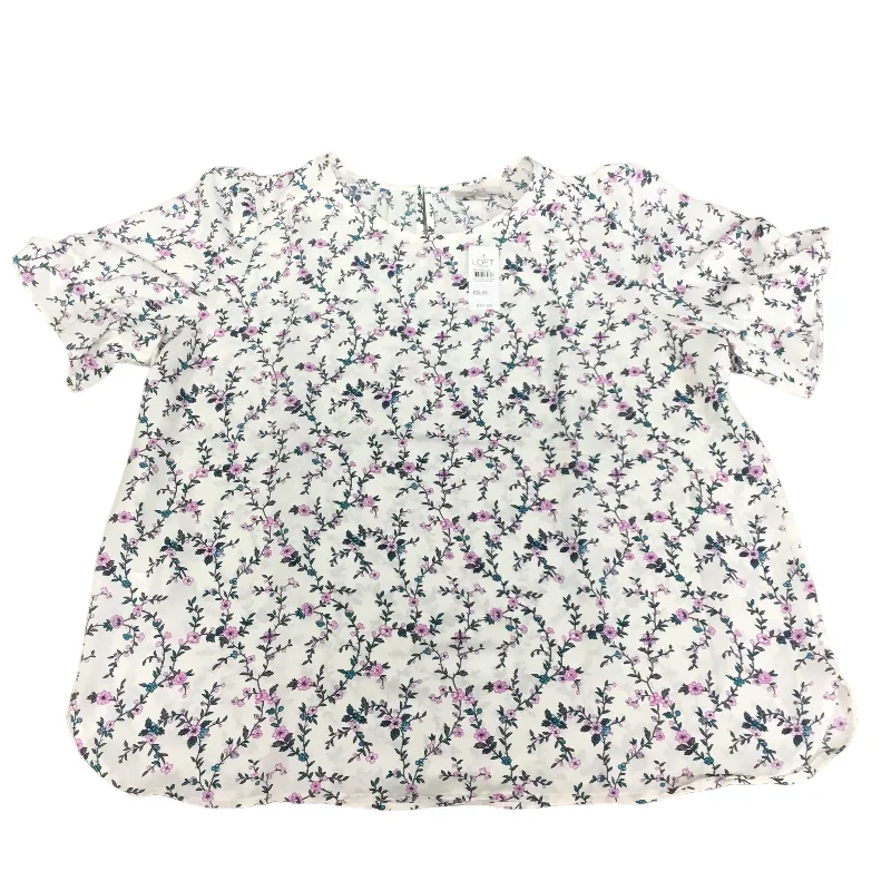 Top Short Sleeve By Loft In Floral Print, Size: L