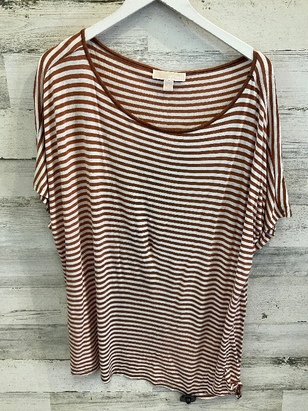 Top Short Sleeve By Michael Kors In Brown & White, Size: Xl