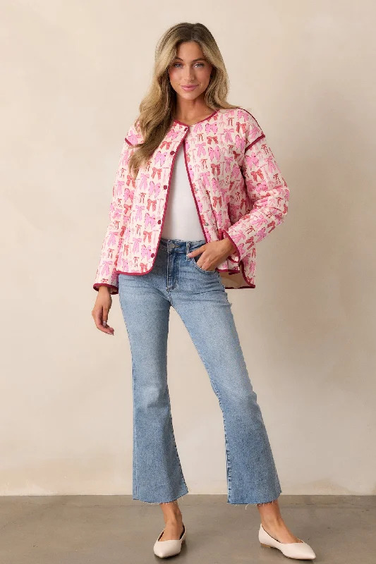 I Need to Know 100% Cotton Pink Quilted Jacket