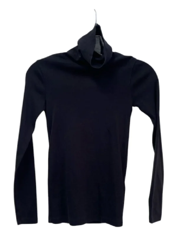 J. Crew Size XS Black Cotton & Acetate Long Sleeve Turtleneck T Shirt Thick Top