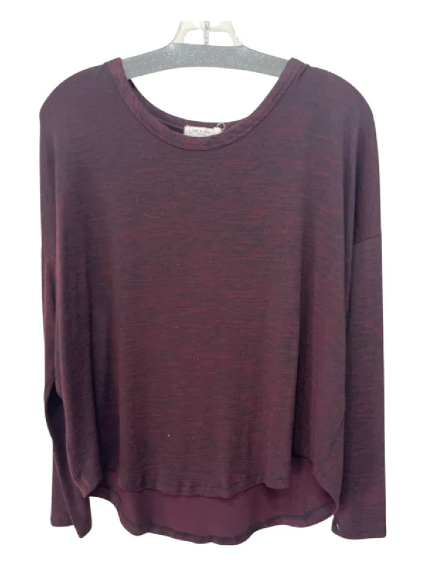 Rag & Bone Size L Dark Purple Rayon & Polyester Heathered Boat Neck Top