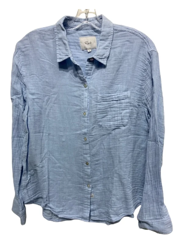 Rails Size L Light Blue Cotton Gauze Buttondown Breast Pocket Long Sleeve Top