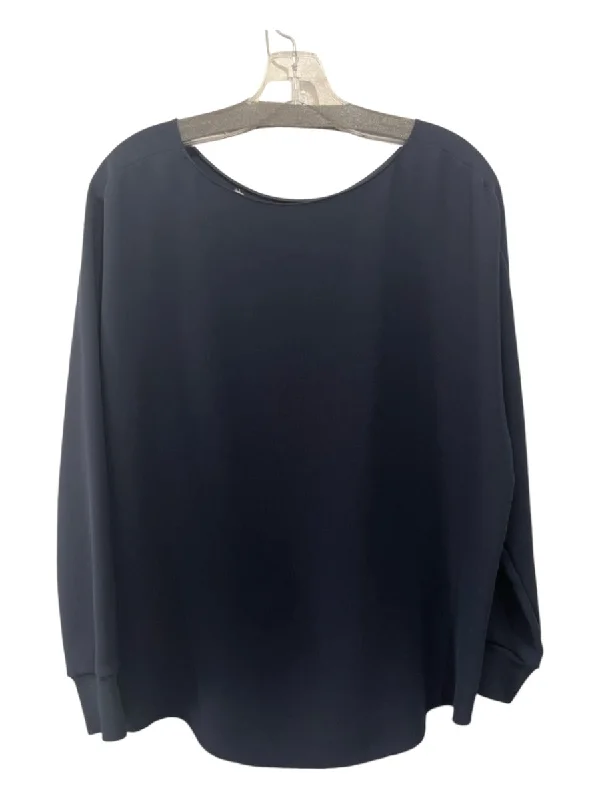 Vince Size Small Navy Blue Polyester Long Sleeve Frayed Hem Top