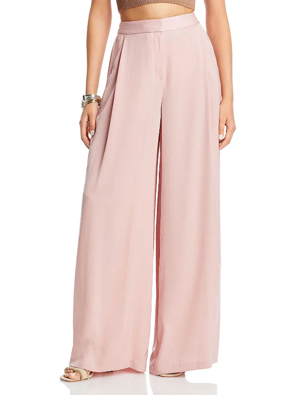 Benji Womens Pleated Dressy Wide Leg Pants