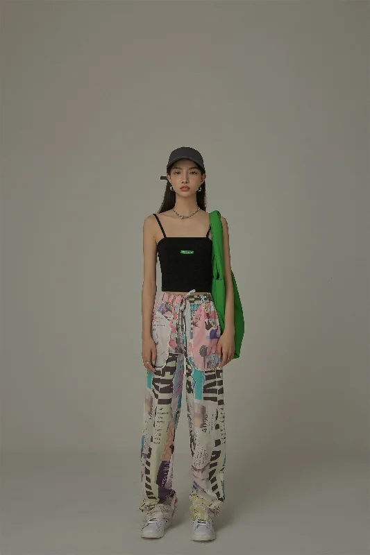 Magazine Print Jogger Pants