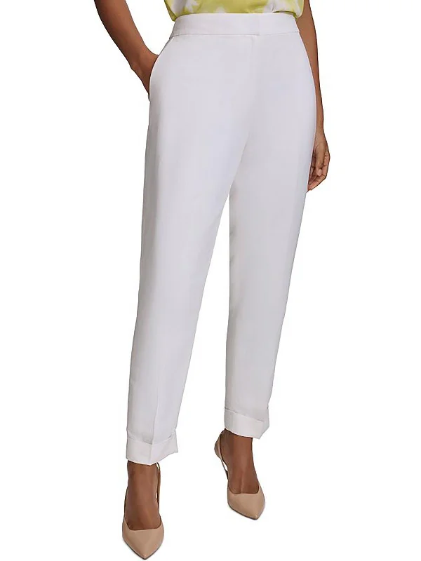 Womens Linen Blend High-Rise Ankle Pants